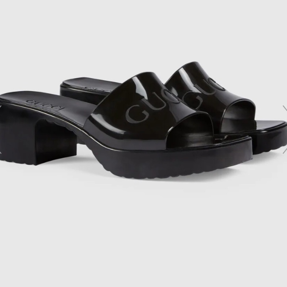 Authentic Black Gucci Rubber Slide Sandal